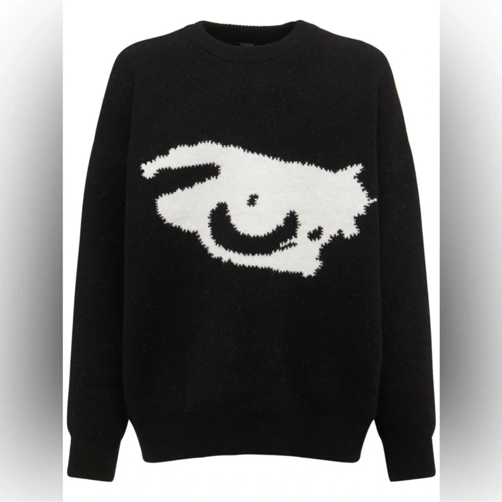 Jaded Black and White Graphic Sweater - Preloved